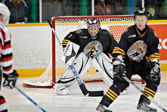 Dawson City Nuggets player blocking a shot